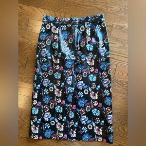 Isabel Marant Black leather Skirt with Purple and Blue Floral Design